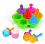 KATELUO Mini Moule à Glace en Silicone, Popsicle Moules DIY Réutilisable, 7 Moules à Glaçons, en 9 Tige en Plastique Colorés, pour Popsicles, Crèmes Glacées, Sorbets, Nourriture pour Bébé etc (Vert)