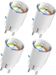 Lot De 4 Mini Prises Wi-Fi Intelligentes-13 A-Avec Mesure De Courant-Max 16 A-Compatible Avec Alexa/Google Home-Design Compact-Commande Vocale-Telecommande App-Minuterie