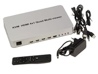 KVM Switch Multiviewer alimenté et automatique - Partage Souris Clavier Ecran pour 4 PC - HDMI 1.4 - Multi Affichage PIP