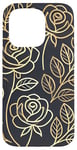 Coque pour iPhone 15 Pro Motif floral rose, style botanique minimaliste