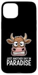 Coque pour iPhone 15 Plus Just Another Day In Paradise Cow Humour Sarcasme Femmes Hommes