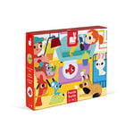 Janod - Puzzle Tactile Enfant Les Animaux Domestique 20 Piècesdont 7 Texturées - Jeu Educatif et Sensoriel - Toucher, Motricité Fine et Concentration - Dès 2 Ans, J02686