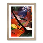 Sleeping Deer In The Forest By Franz Marc Classic Painting Framed Wall Art Print, Ready to Hang Picture for Living Room Bedroom Home Office Décor, Oak A2 (64 x 46 cm)