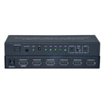 HDMI Switch 5 in 1 Out 4K 60Hz, HDMI Switcher med fjernkontroll, HDMI 2.0 Switch Box Hub for HDR, kompatibel med Xbox, PS 4/3 Sort