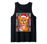 Santa Hat Ugly Sweater Men Women Kids Christmas Tiger Tank Top