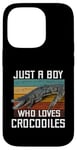 Coque pour iPhone 14 Pro T-shirt mignon Just A Boy Who Loves Alligator Crocodiles