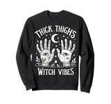 Thick Thighs Witch Vibes Halloween Women Mystical Moon Sweatshirt