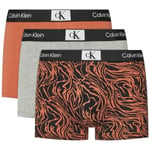 Calvin Klein Jeans Boxershorts 3 Pack Trunks Grey/Orange/Print Flerfärgad herr