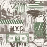 Muriva America New York Collage Pattern Wallpaper Statue of Liberty Money City