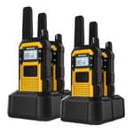 Retevis RB648 Heavy Duty Two Way Radio, Waterproof Shock Resistant, Rugged Walkie Talkies, Dual PTT, VOX, Rechargeable Two Way Radio for Contractor (4 Pack)