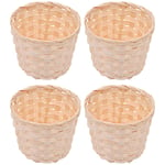 VOSAREA 4pcs Woven Basket Wicker Rattan Flower Basket Vase Pen Holder Cup Plant Pot Storage Baskets Box