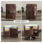 Men Water Washed Cow Leather RFID Wallet Purse SIM SD Photo ID Coin Card Holder