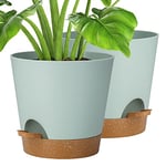 Idealife Pots à Plantes,Pot de Fleurs,2 PcsPot de Plantes en Plastique, 8 inch Plastique Auto-Arrosant Pot à Fleurs Décoratif Moderne pour Plantes d'Intérieur Et d'Extérieur, Fleur