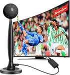 Rewave TV Aerial - Freeview Digital TV Aerial Indoor with Strong Signal 360°& 980+ Miles Range Smart TV Aerial Indoor Support VHF/UHF/DAB Radio/4K/1080P Football Shape (Black)