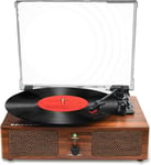 Vinyl Record Player Turntable with Built-in Speakers and USB Belt-Driven Vintage