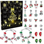 Advent Calendar 2024 Girls Christmas Countdown Calendar, Advent Jewelry Pendant Charms Gift for Girls Women DIY Jewelry Gift Set Including 24 Charms Beads, 2 Bracelets