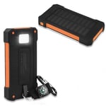 Batterie Externe Solaire Orange avec 2 Ports USB pour Charger jusqu'à 2 appareils 10 000 mA