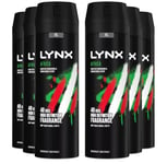 Lynx XL Africa Body Spray 48H Fresh Mandarin & Sandalwood Scent Deo, 6x200ml