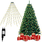 Hengda Guirlande lumineuse led Sapin de Noël 280 LEDs 2.8m Extérieur Guirlande de Noël avec anneau Blanc chaud - blanc chaud