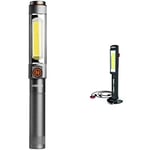 NEBO Franklin Dual 500 Lumens Flashlight | Black LED Rechargeable Dual Work Light & Spot Light | 7 Lighting Modes with Magnetic Base & NE6640 Big Larry PRO Flashlight, High Power 500 Lumen Work Light