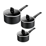 Tefal Titanium Stone, Set 3 pcs, Sauce Pans 16/18/20 cm + Lids, High-Performance Non-Stick Coating, Metal Spatula Safe, All Hobs Including Induction, E105S345