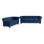 Soffgrupp Chesterfield Lyx 2-sits+3-sitssoffa Sammet