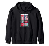 London Stamp with Iconic Landmarks - London Souvenir Zip Hoodie