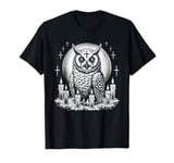 Sacred Satanic Owl with Candles | Dark Ritual Owl Witchcraft T-Shirt