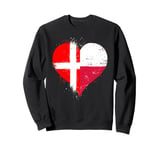 Half Polish Half Danish A Cool Heart Flag for Poland Denmark Sweatshirt