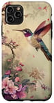 Coque pour iPhone 11 Pro Max Colibri avec fleurs en beige