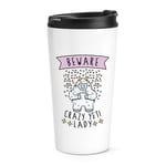 Beware Crazy Yeti Lady Travel Mug Cup Funny Monster Thermal Tumbler