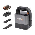 WORX Aspirateur Voiture Puissant sans Fil 18V(20V Max) WX030 Aspirateur à Main sur Batterie 150W 10KPa avec Boîte de Rangement Intégrée Dépoussiérage Maille filtrante Lavable