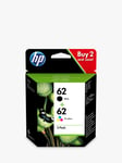 HP 62 Black & Tri-Colour Original Ink Cartridges, Pack of 2, Instant Ink Compatible