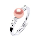 Essens - Bague Jonc Massif - Joaillerie Prestige - Véritable Perle de Culture d'Eau Douce - Rose Naturel - Argent Massif 925 Millièmes - Taille Ajustable - Bijou Femme