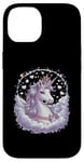 Coque pour iPhone 14 licorne imaginative avec des étoiles