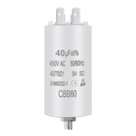 CBB60 Condensateur de Démarrage, 40¿F Condensateur, 450V Condensateur Moteur Connecteur 50/60Hz pour Pompe Piscine Climatiseur Moteurs et Ventilateur 125 x 45 mm.[G498]