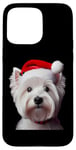 Coque pour iPhone 15 Pro Max West Highland White Terrier avec bonnet de Père Noël Chien Maman