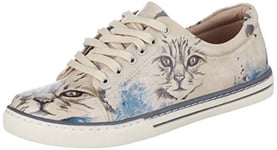 DOGO Femme Sneaker Basket, Beige Bleu Noir, 36 EU