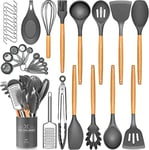 Batterie de cuisine 34 pièces en silicone résistant à la chaleur avec poignées de qualité, spatules antiadhésives, ustensiles de cuisine pour la cuisson et la pâtisserie