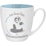 GRUSS & CO 45494 Tasse Anti-stress pour infirmière, 45 cl, faite à base de porcelaine New Bone China, idéale comme cadeau, bleue, 9,5 cm