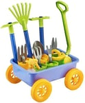 Pull Along Kids Wagon Wheelbarrow And Gardening Tools Play Set Includes 10 Acce