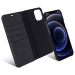 KANVASA Coque iPhone 12 Pro Max Case Cuir Noir 2-in1 Portefeuille Couvercle Magnétique à Rabat 2 en 1 en Cuir Vrai Haut de Gamme pour iPhone 12 Pro Max (6.7") Original -Chargement sans Fil