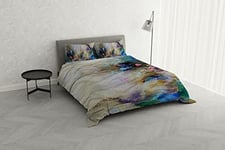 Italian Bed Linen KI-OSA Duvet Cover Set with Digital Print, 100% Soft Cotton, Made in Italy, Kio-622, Queen-Size Bed