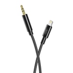 XO Aux till Lightning kabel 3.5mm 1m - Svart