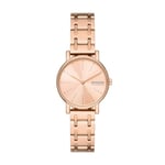 Skagen Signatur Montre pour Femmes, Mouvement à Quartz, Bracelet en Acier Inoxydable Ou en Cuir, Ton Or Rose, 30Mm