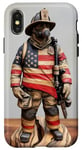 Coque pour iPhone X/XS Cadeau de pompier fin drapeau rouge décoration patriotique