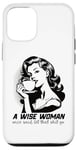 Coque pour iPhone 12/12 Pro Café humoristique rétro sage femme avec citation inspirante esthétique