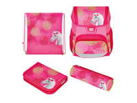 Herlitz Loop Plus Bloomy Horse, Pencil Pouch, Sport Bag, Pennfack, Skolväska, Flicka, Grundskola, Ryggsäck, 16 L, Framficka, Sidoficka