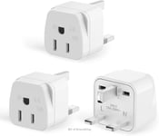 3-Pack US to UK Plug Adapter,SHUOMAO 2/3 Pin USA to 3 Pin UK Plug to British B