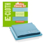 E-Cloth Window Cleaner Kit - Window and Glass Cleaning Cloth, Streak-free Windows with just Water, Microfiber Towel Cleaning Kit for Windows, Car Windscreen, Mirrors - Blue